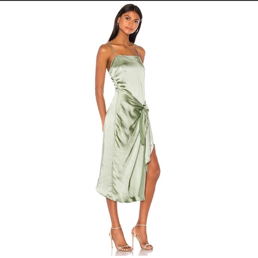 Elliatt Green Strapless Sheath Midi Dress